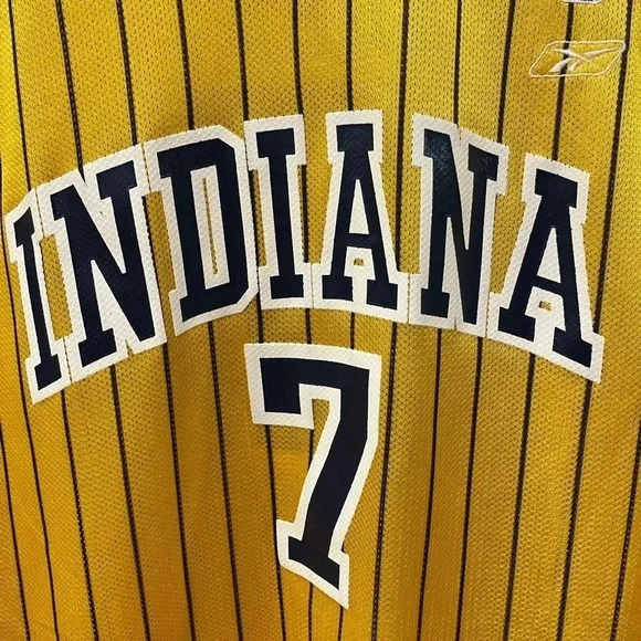 Vintage Reebok Pinstripe Indiana Pacers Jeramaine O'Neal NBA Basketball Jersey - Picture 6 of 8